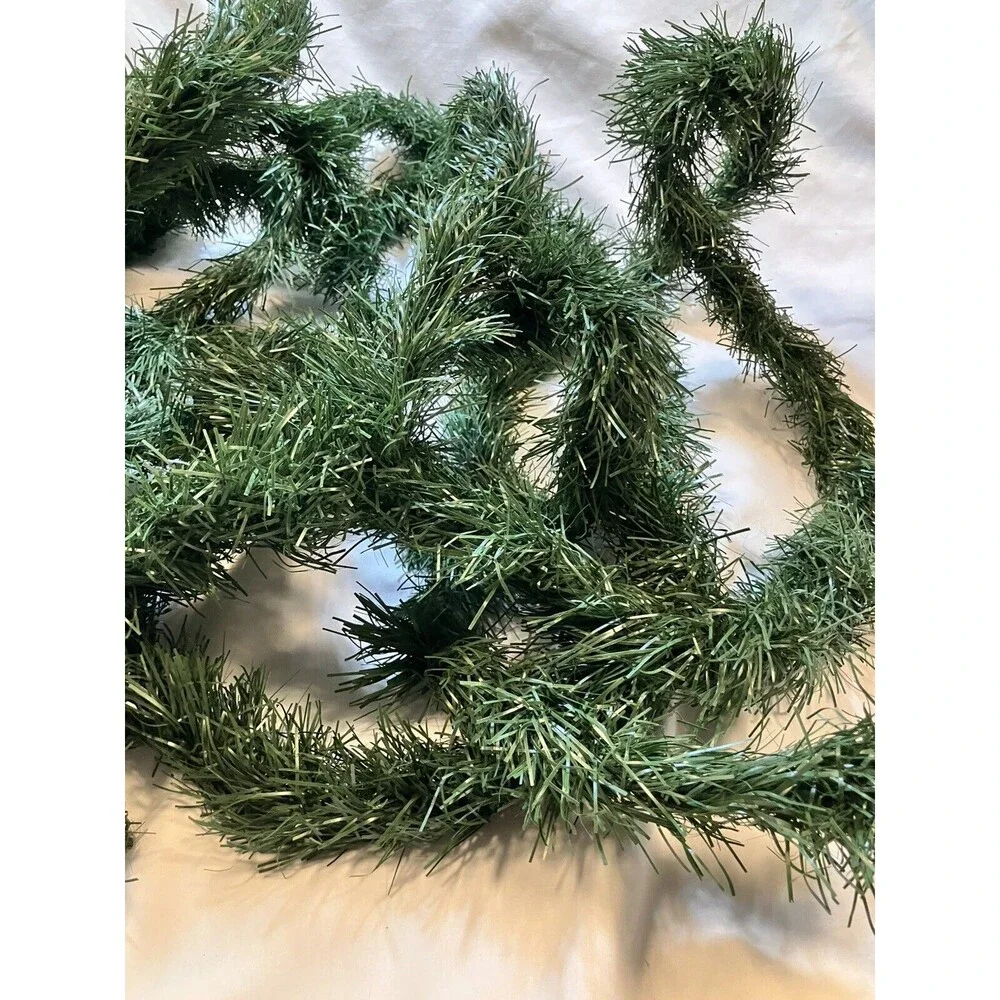 Green Christmas Artificial Garland - 2 pieces - Total 15’ Feet Holiday Decor